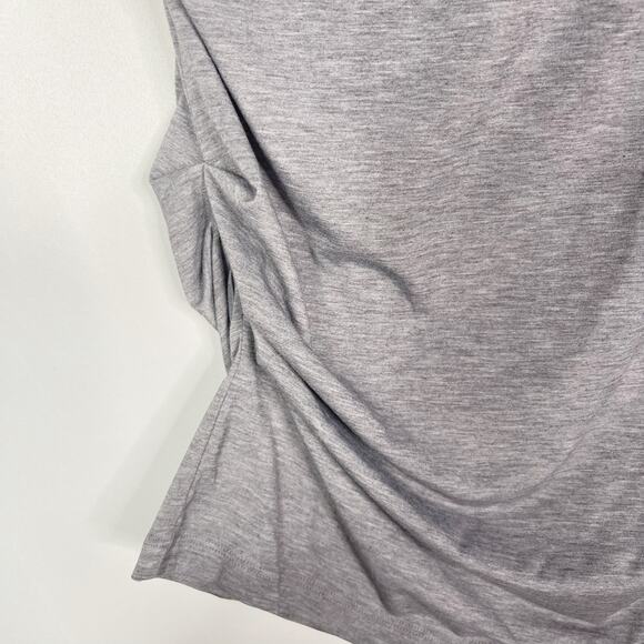 Athleta Medium M Gray Essence Pleated Tee Side Ruched Short Sleeve Round Neck - Picture 4 of 8